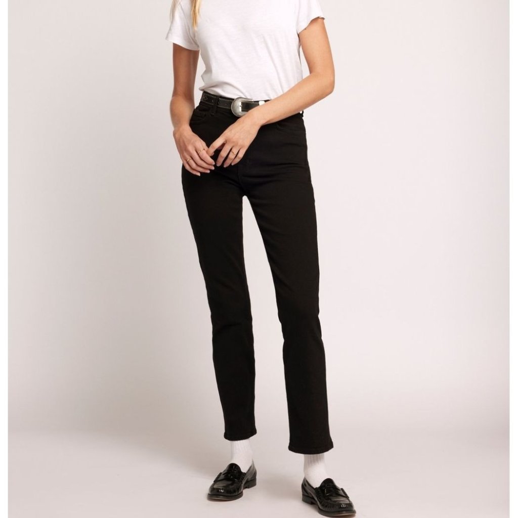 Nwt Current Elliot The Soulmate High Rise Slim Straight Jeans Size 25 Black